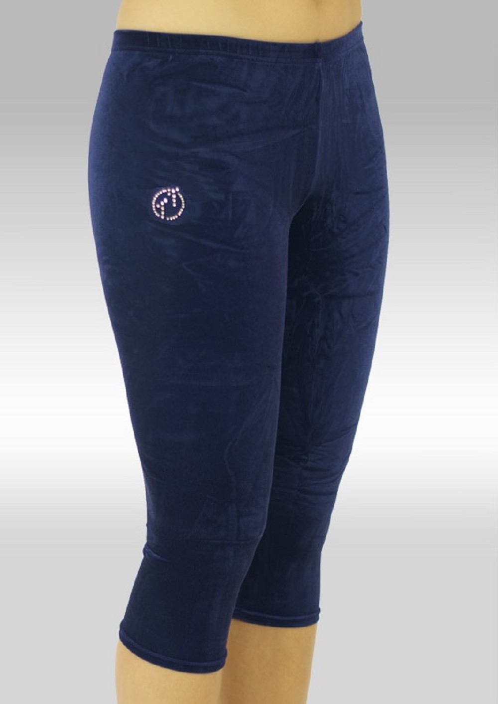 Collant gymnastique 3/4 velours lisse bleu K754ma