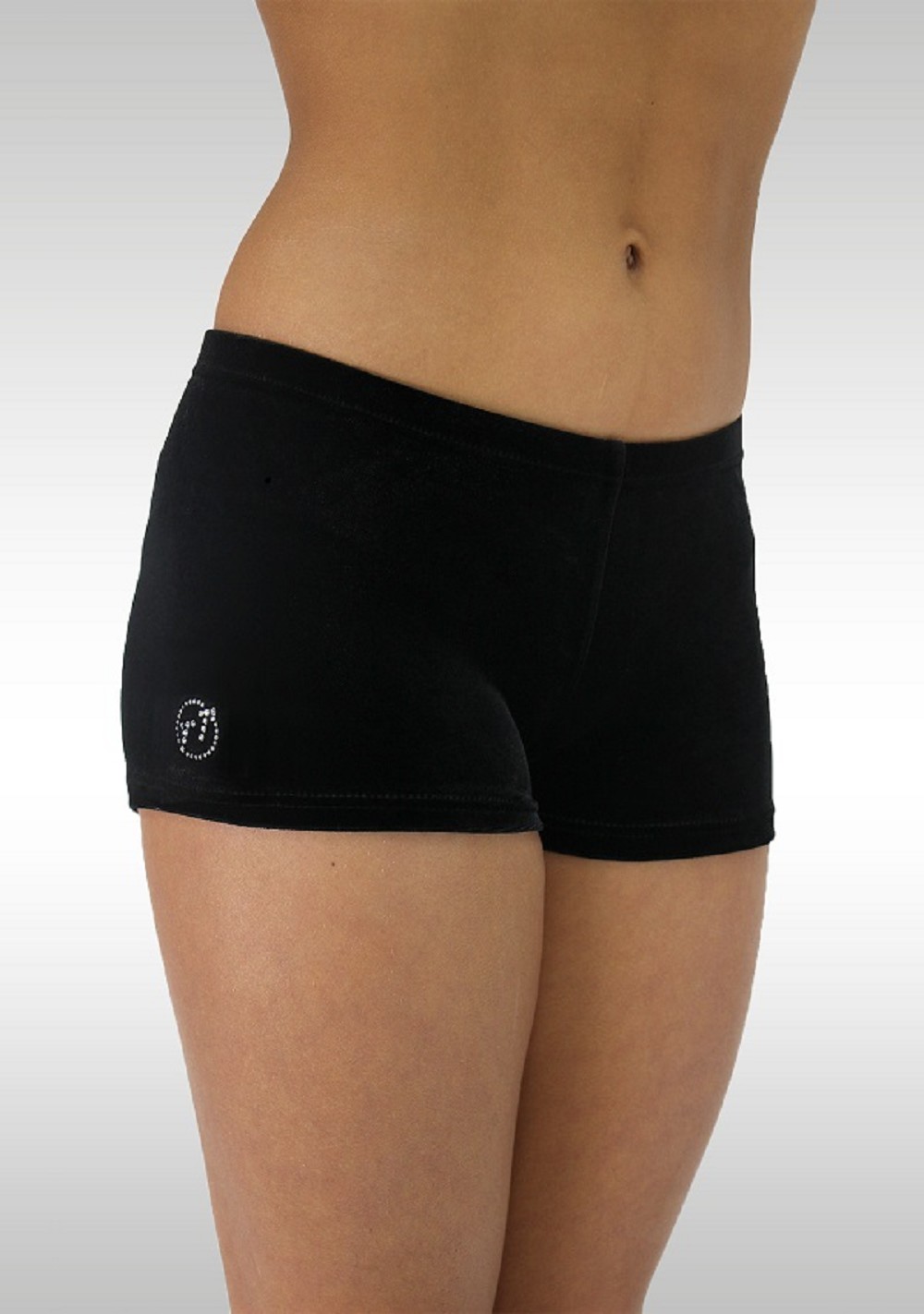 Collant gymnastique court velours lisse noir K758zw