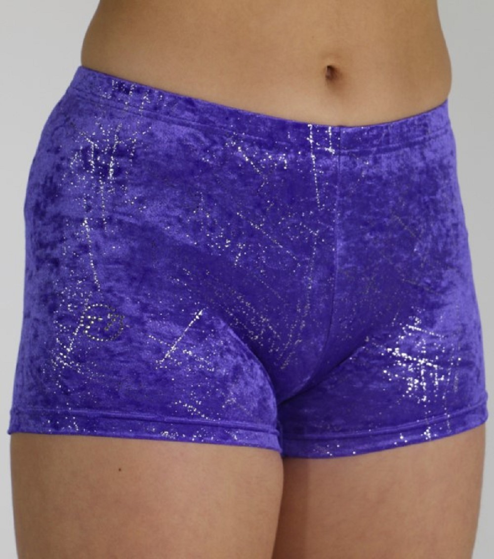 collant de gymnastique Hotpants velours violet scintillant 758136
