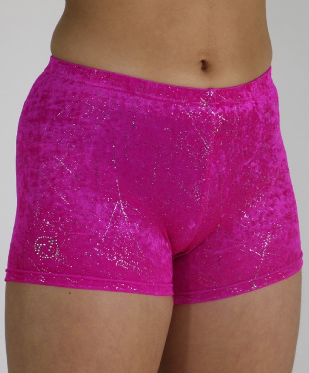 collant de gymnastique Hotpants velours rose scintillant 758150