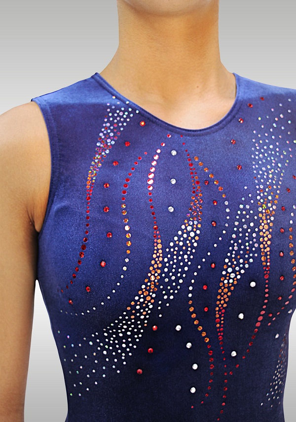 Justaucorps Sans Manches en Velours Bleu V672