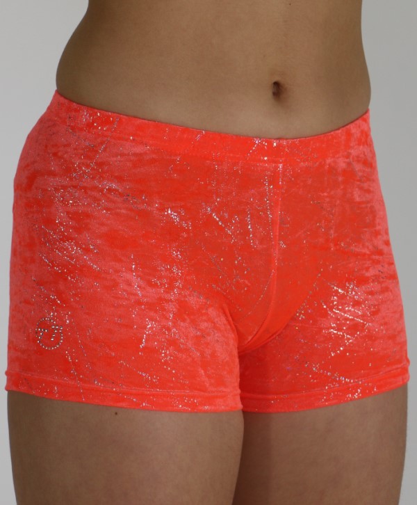 collant de gymnastique Hotpants velours orange scintillant 758025